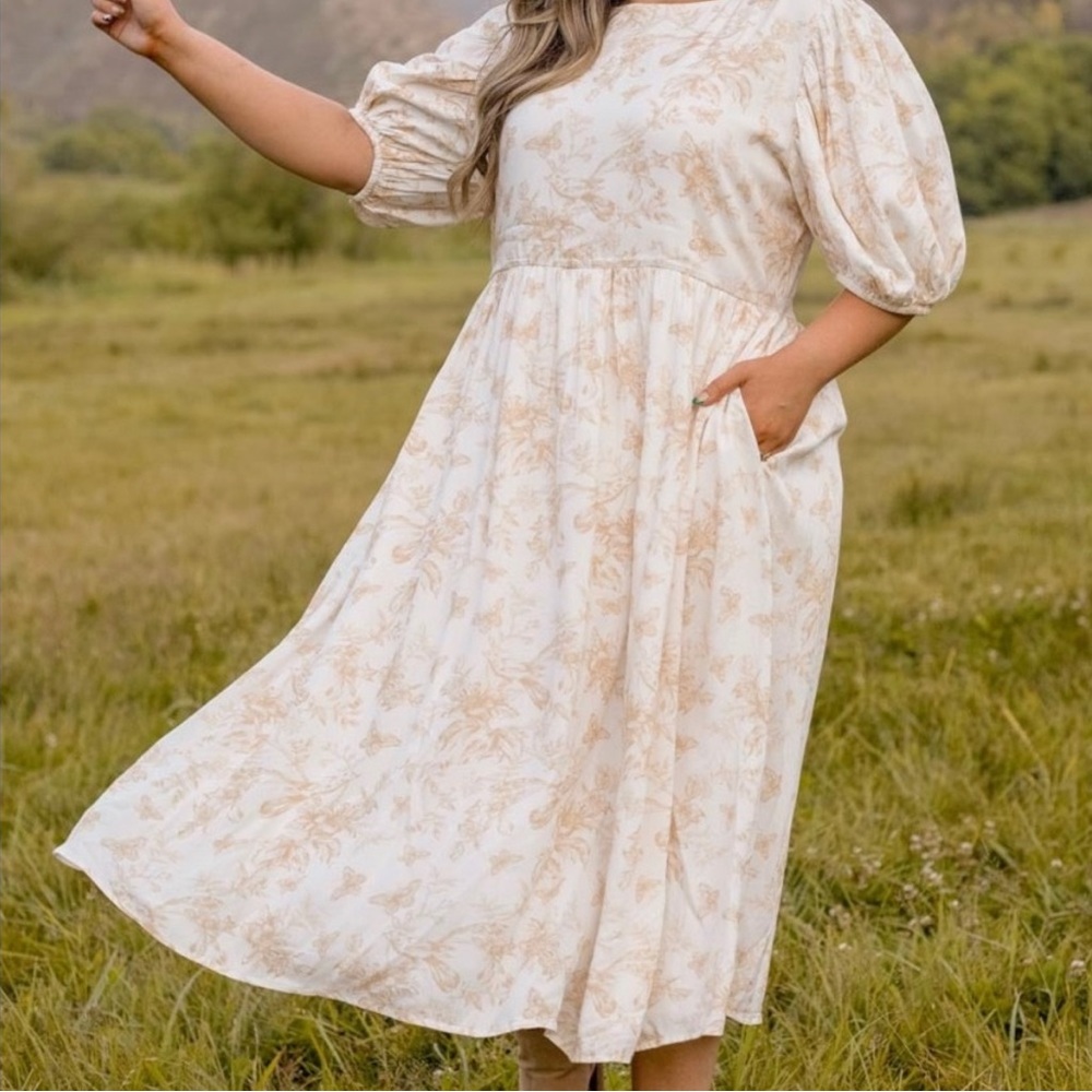 Ivy City Co Odette Butterfly Fit Flare Midi Dress NWT 1X